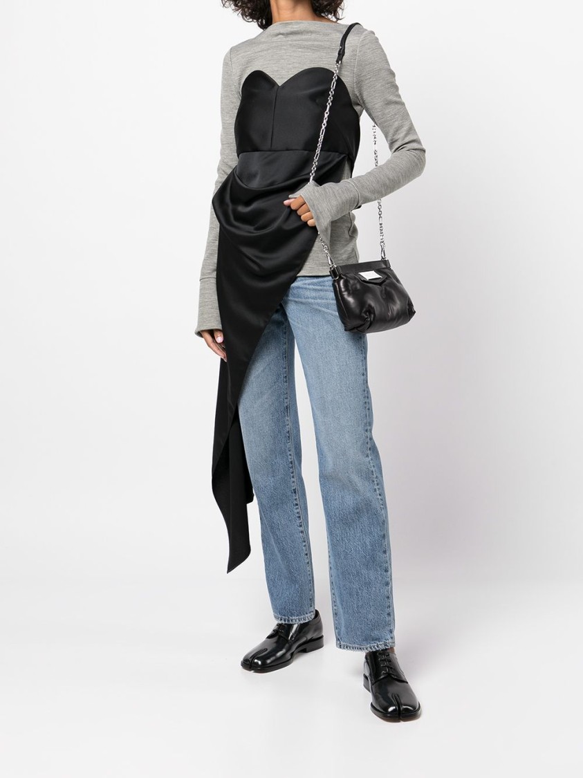 Maison Margiela Quilted Black Nappa Mini Clutch In Gray