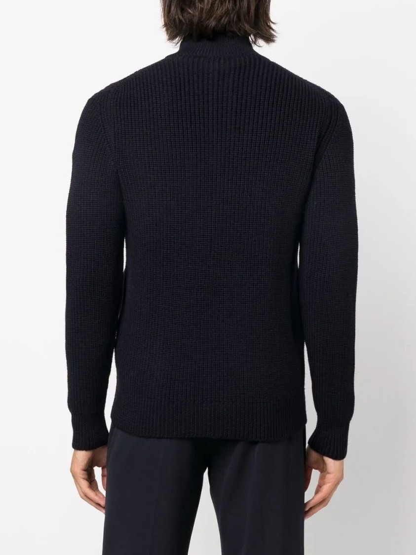 Drumohr Cardigan With Pockets And Zip In Blue