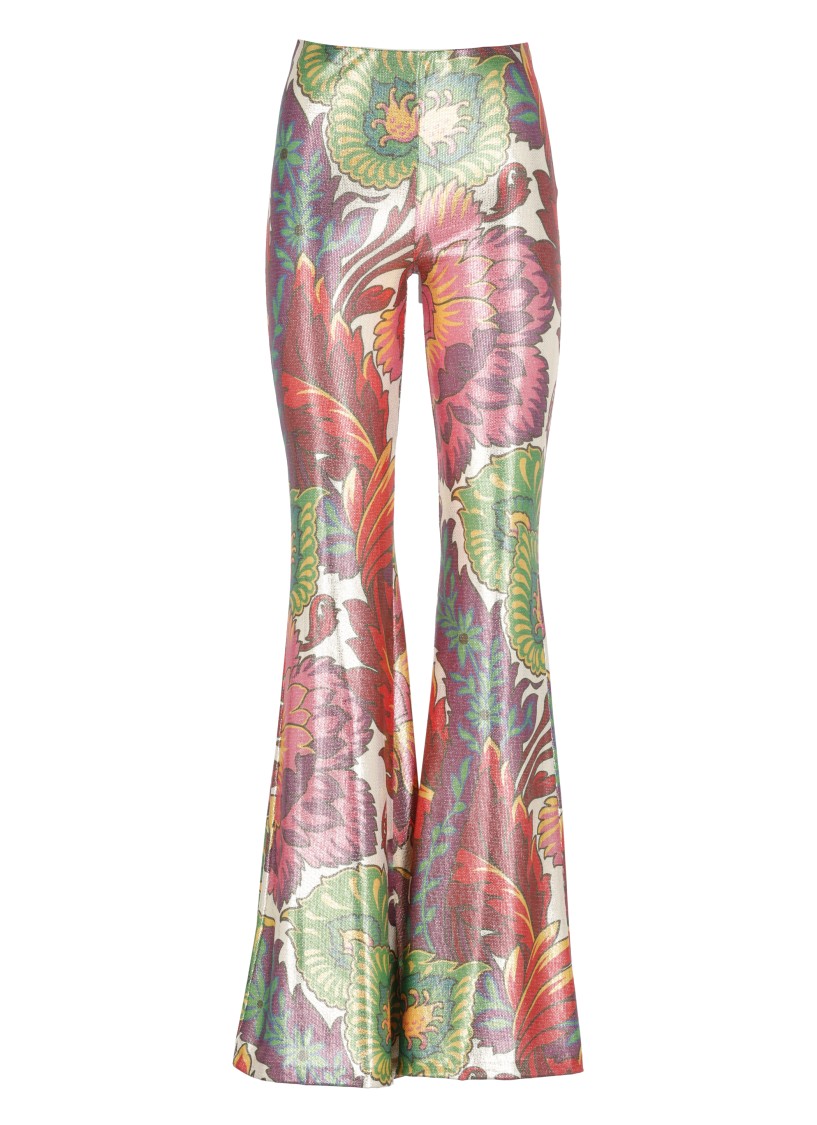 Etro Floral Print High Waist Flared Trousers