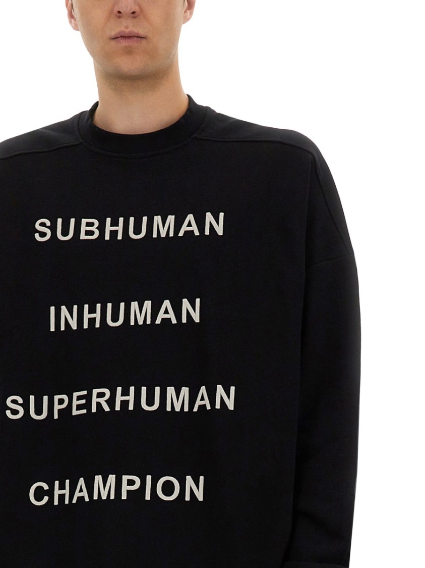 Shop Champion X Rick Owens Oversized Black Sweatshirt With Graphic Design