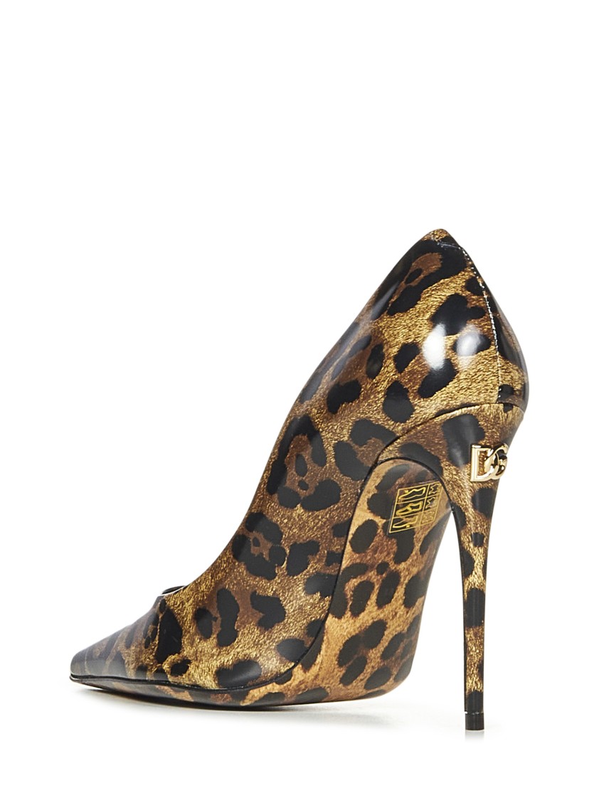 Dolce & Gabbana Brown Leo-print Calf Leather Pumps In Brown