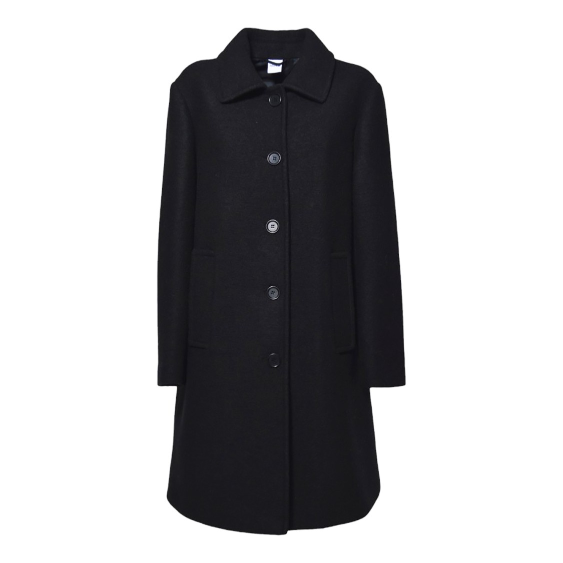 Shop Aspesi Long Coat In Black Felted Wool