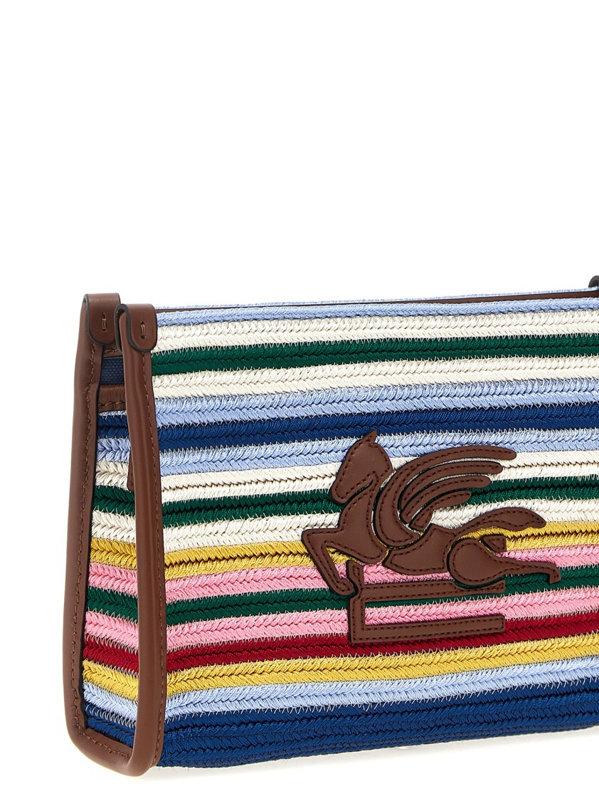 Etro Viscose Pouch With Stripes And Top Handle