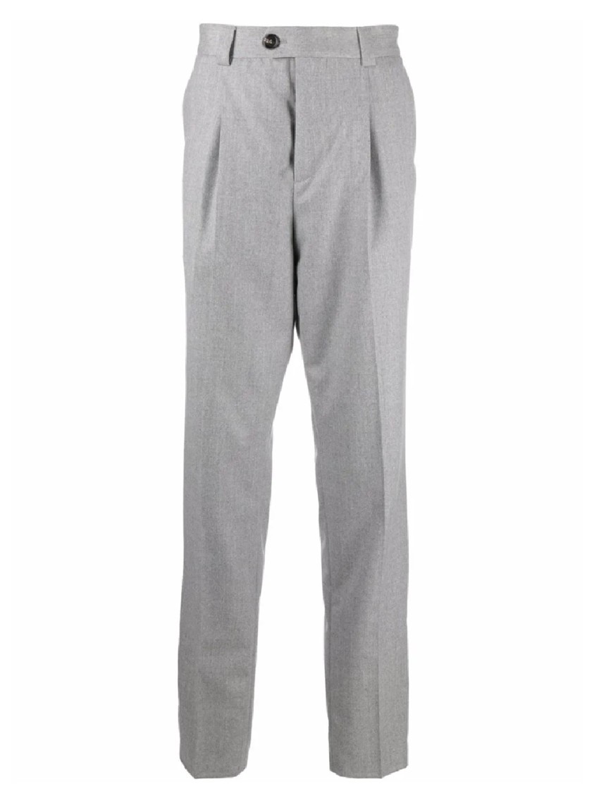 Brunello Cucinelli Tailored Grey Trousers With Subtle Pleat Detail In Gray