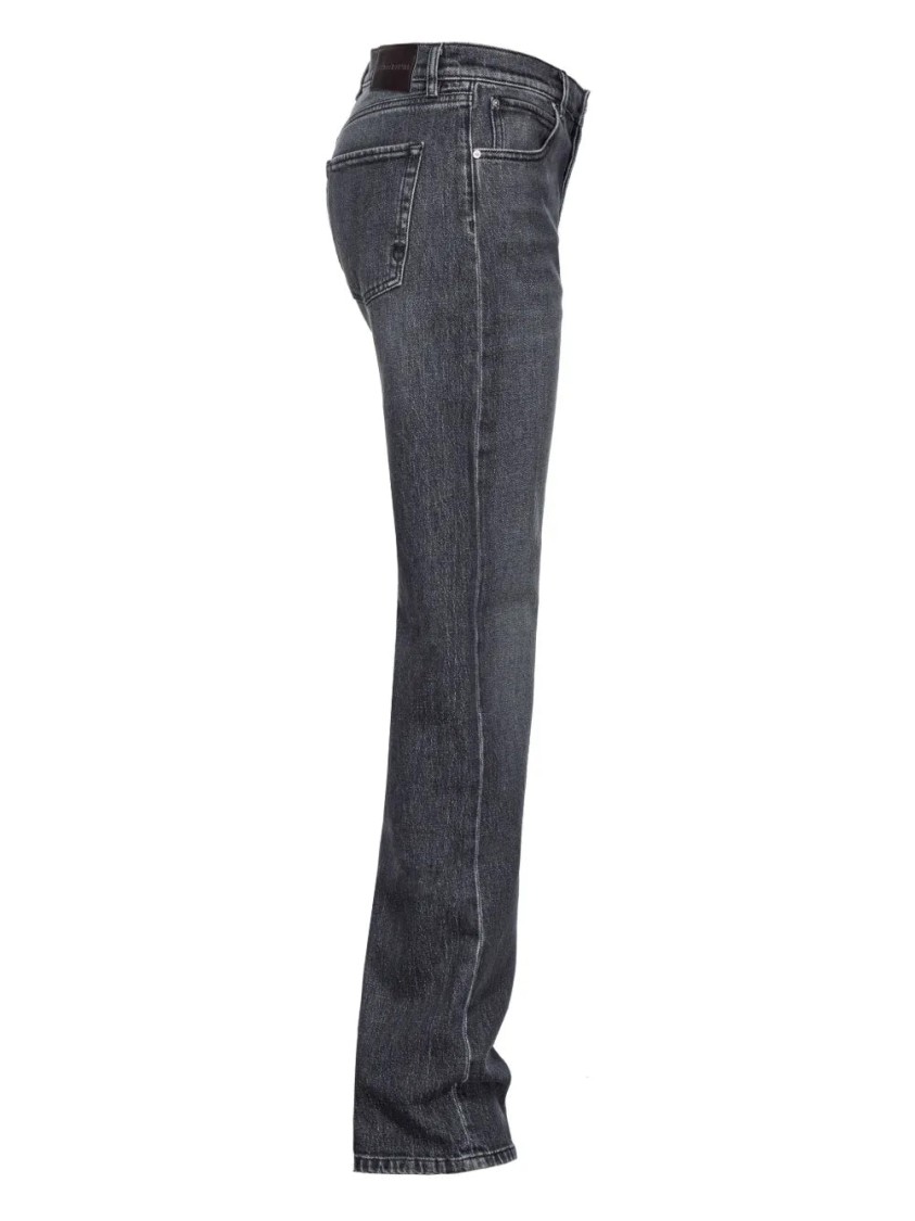 Pinko Relaxed Fit Straight Jeans With Subtle Texture In Black