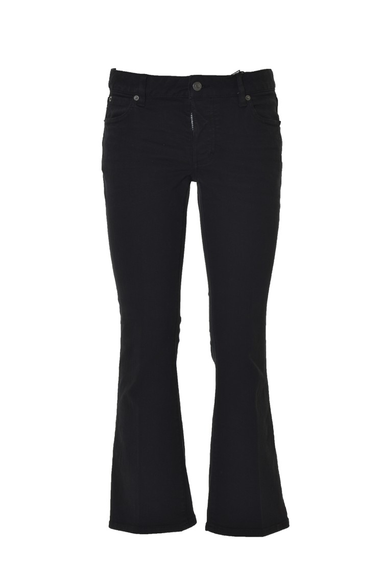 Dsquared2 Logo Patch Bootcut Cropped Trousers In Black