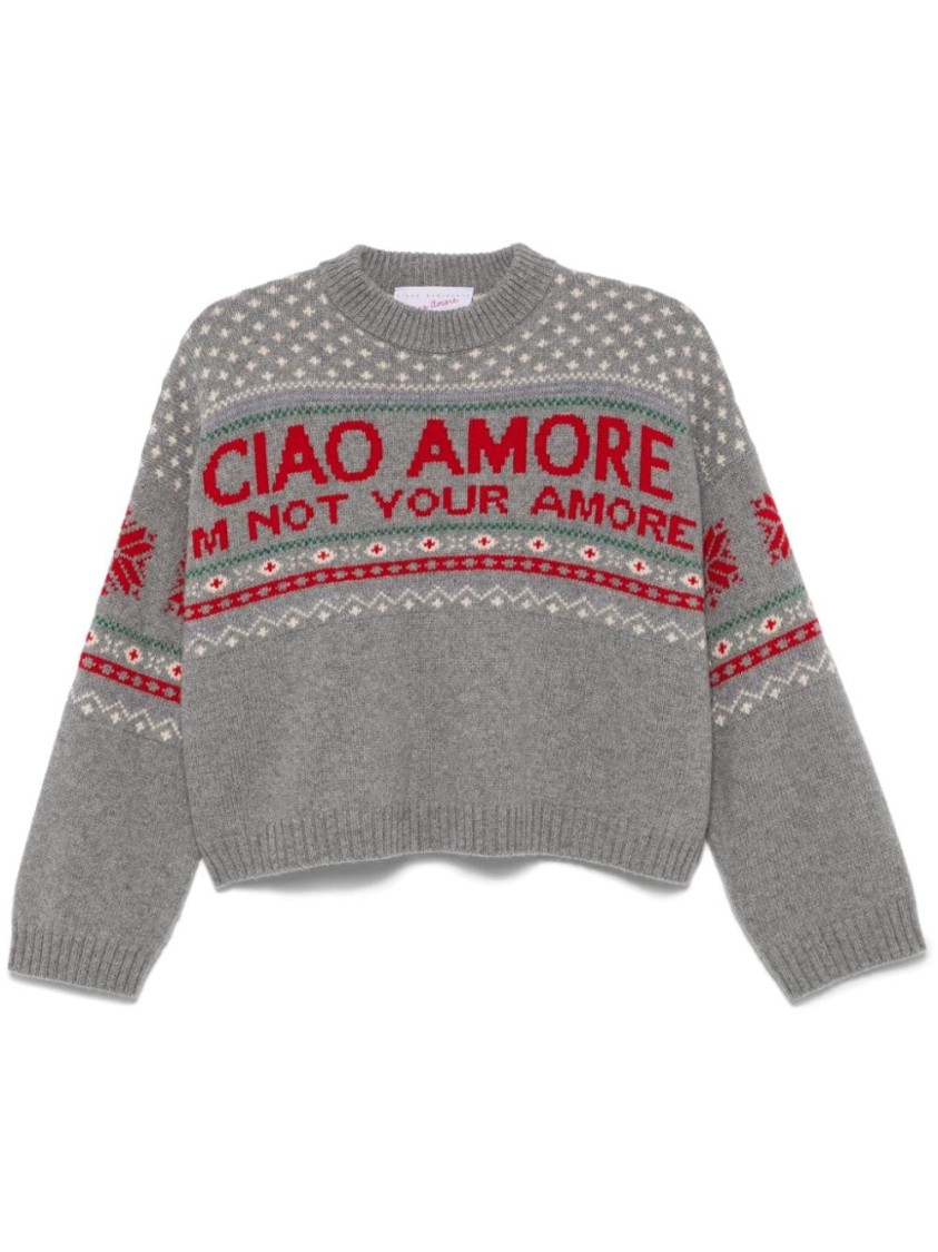 Shop Giada Benincasa Crewneck I'm Not Your Amore In Grey
