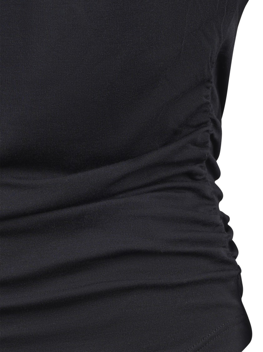 Isabel Marant Étoile Fitted Black Top With Gathered Shoulders And Ruched Sides In Black