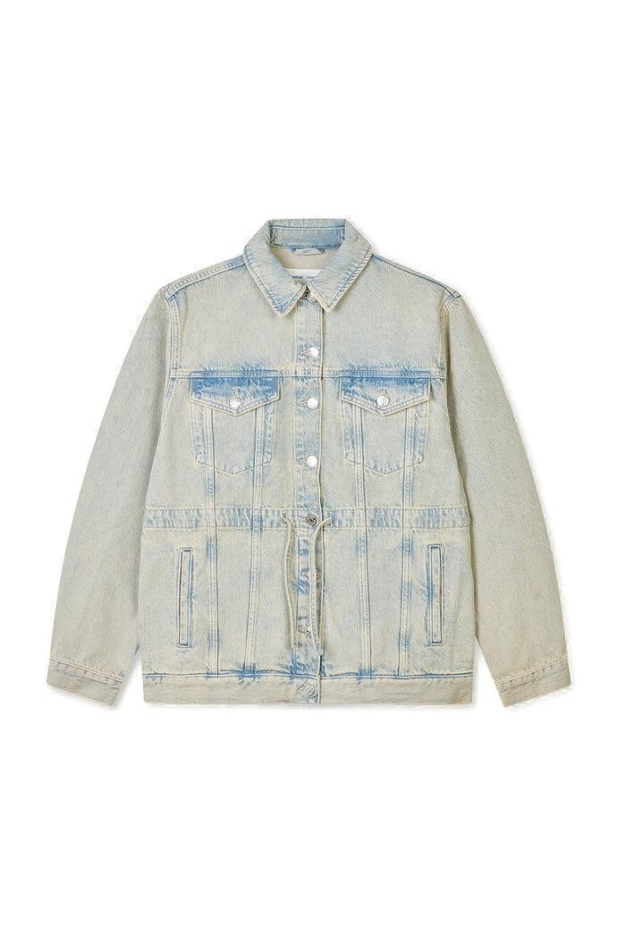 Samsoe & Samsoe Samsoe Samsoe Loose-fit Denim Jacket With Waist Drawstring In Blue