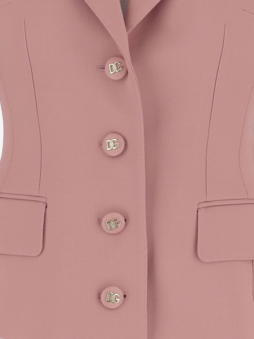Dolce & Gabbana Single-breasted Pink Wool Jacket In Pink