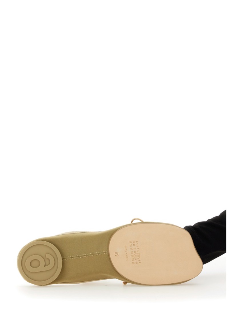 Shop Mm6 Maison Margiela Mm6 By Maison Margiela Slip-on Ballerina Shoes With Decorative Bow In Neutrals