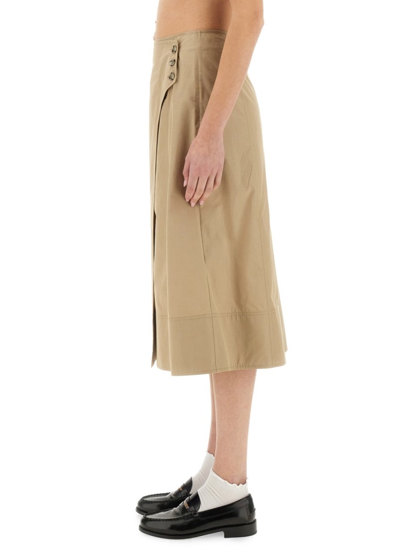 Shop Paul Smith Tailored A-line Cotton Midi Skirt In Neutrals