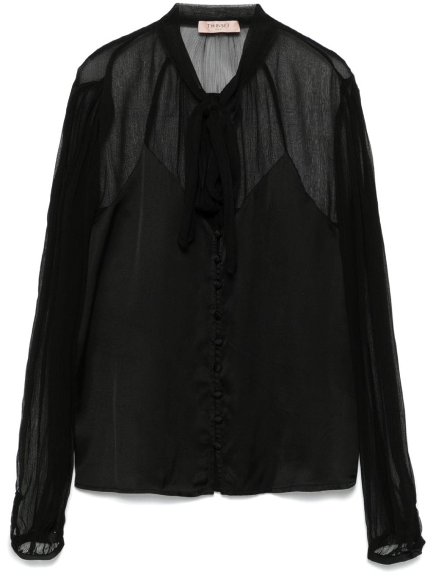 Twinset Long-sleeved Shirt In Black