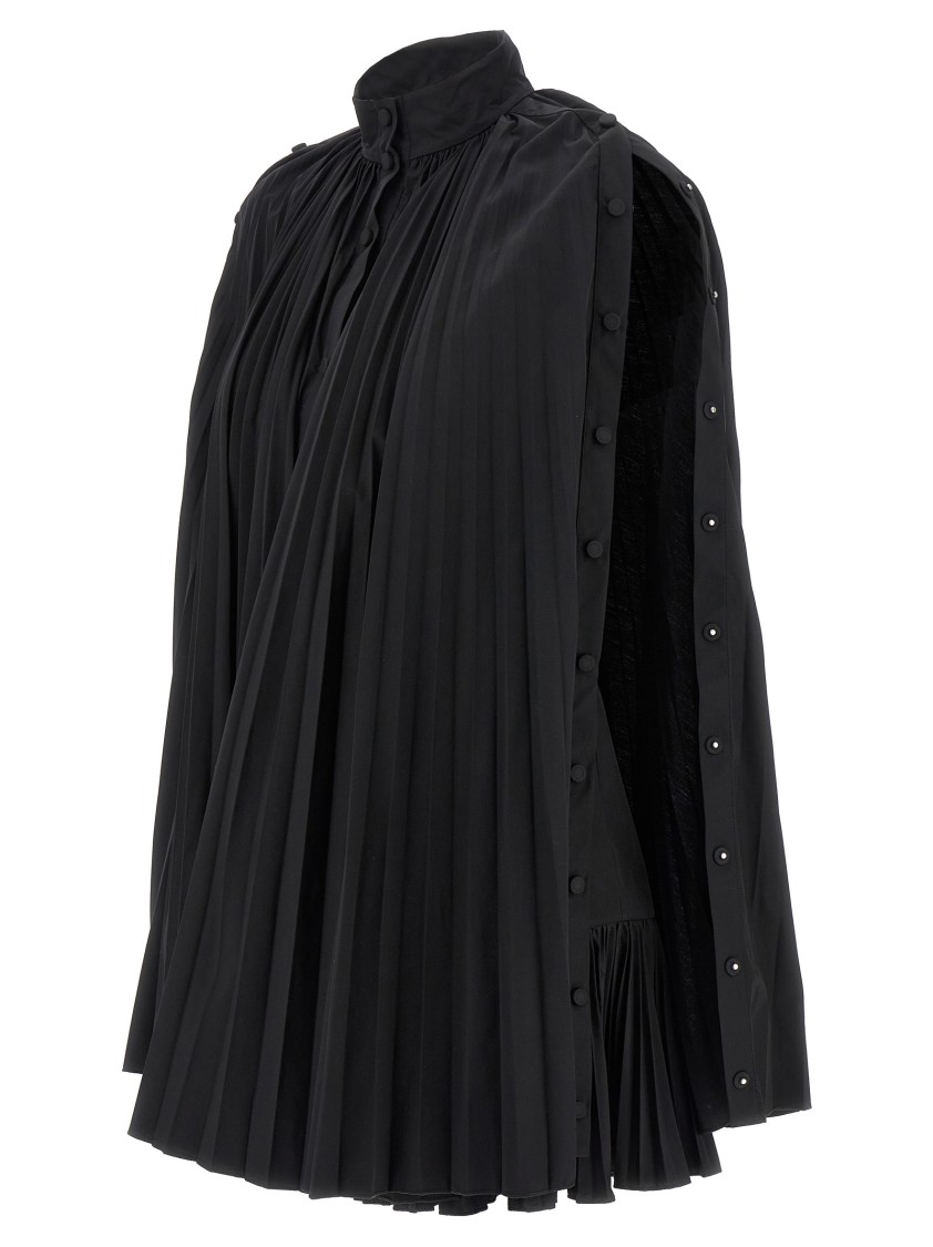 Giovanni Bedin Black Pleated Cape Dress In Black