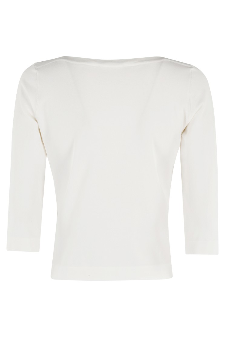 Roberto Collina Solid Color Lightweight Top With Boat Neckline In White