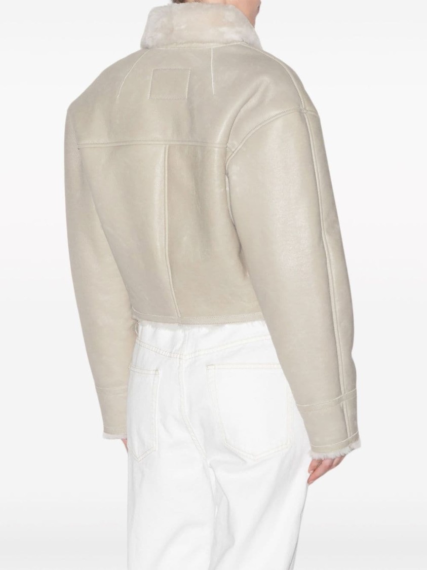 Isabel Marant Eriana Shearling-trimmed Leather Jacket In Neutrals