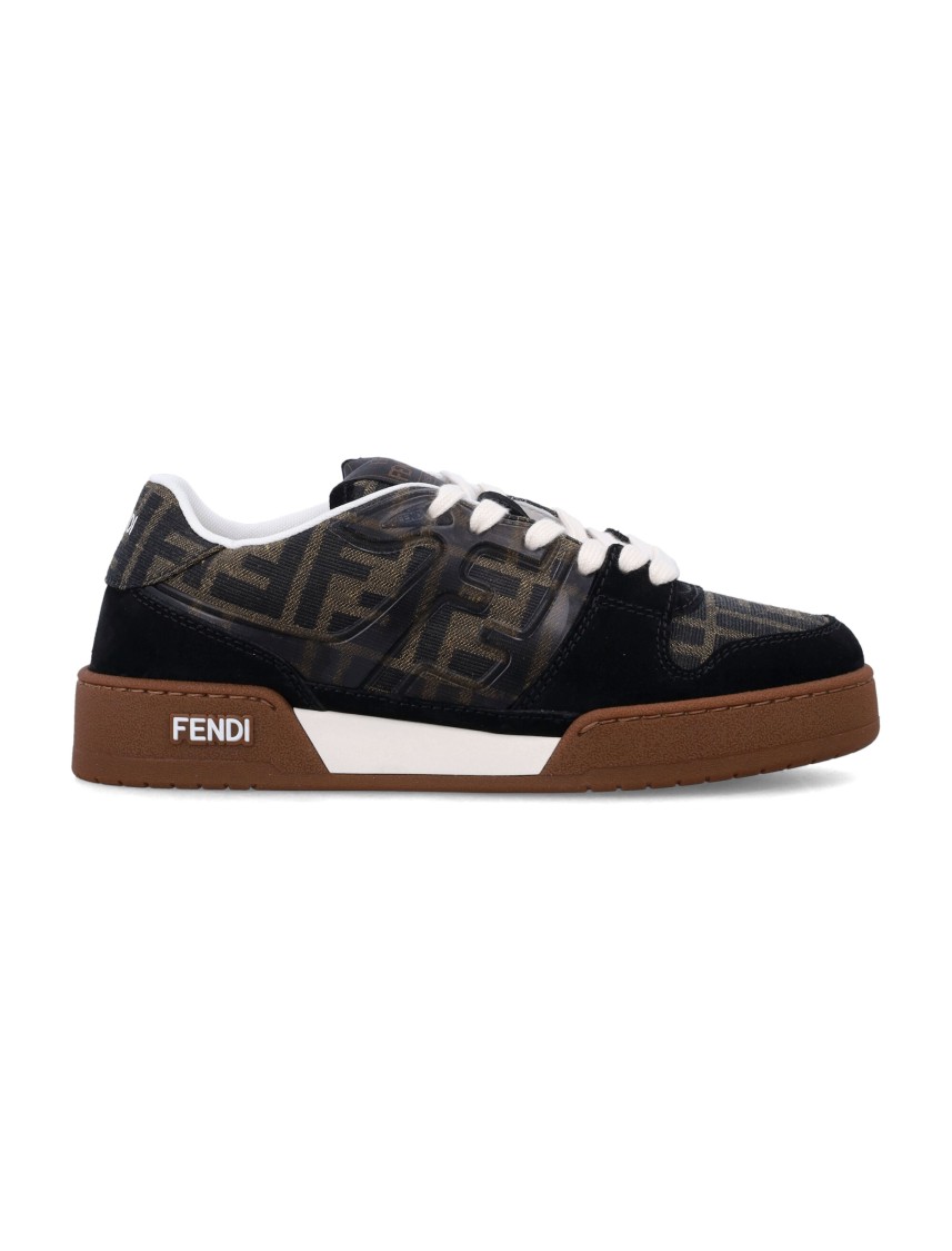 Fendi Match Suede Sneakers With Jacquard Ff Fabric Inserts