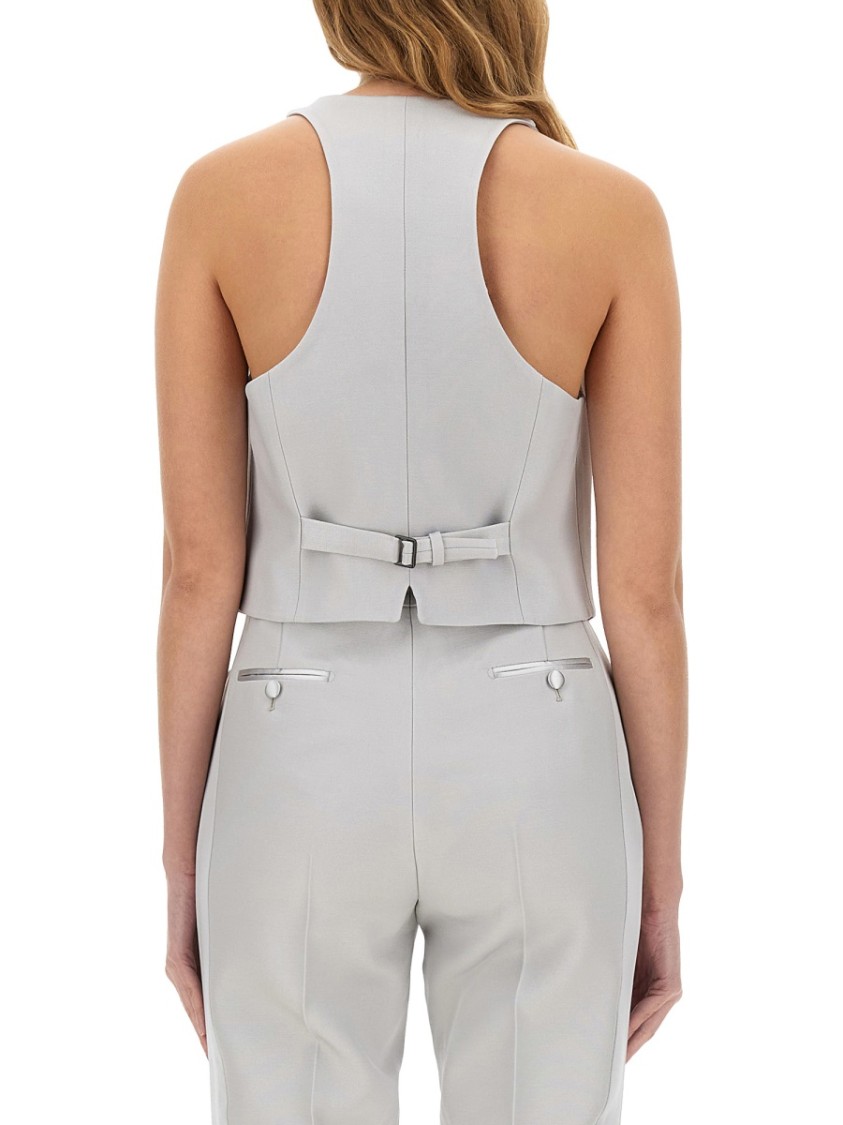 Shop Tom Ford "barathea" Silk Wool Vest In Grey