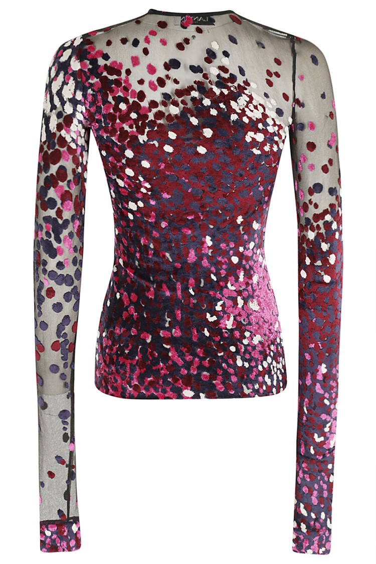 Lanvin Semi-sheer Long-sleeve Top In Multicolor