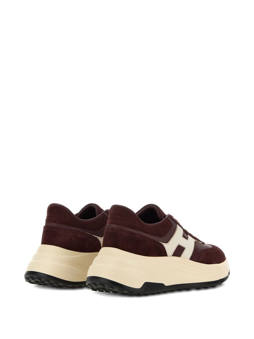 Hogan Suede And Nappa Leather Sneakers With Contrast Panel In Neutral