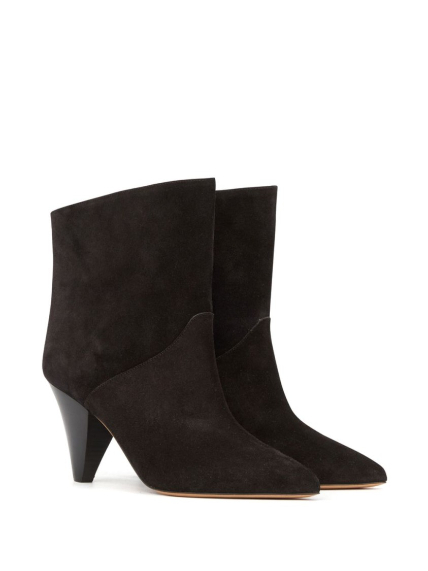 Isabel Marant Pointed Toe Black Ankle Boots In Black