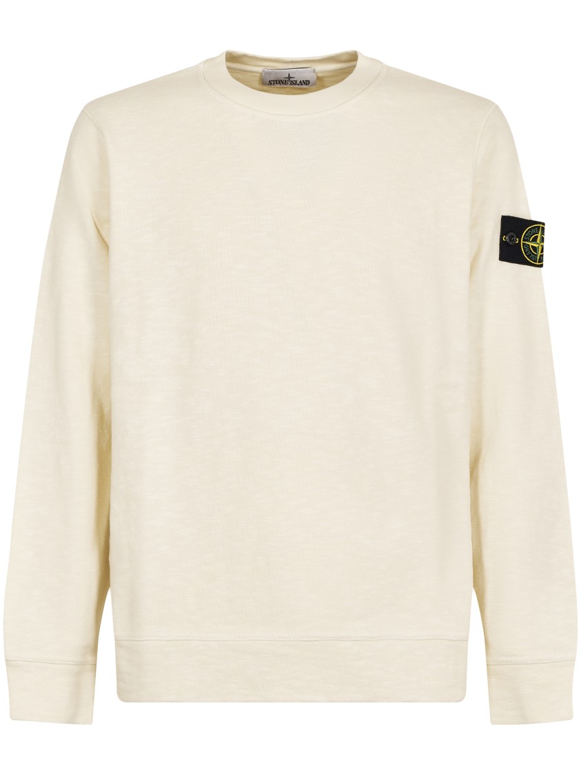 Stone Island Textured Knit Sweater With Crew Neckline In Neutral