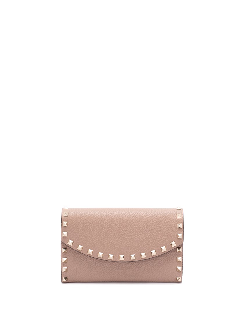 Valentino Rockstud Wallet On Chain In Pink