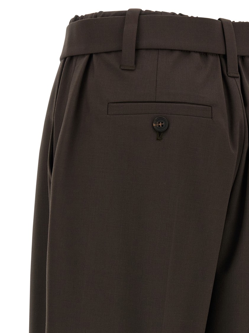 Brunello Cucinelli Baggy Wool Pants In Brown