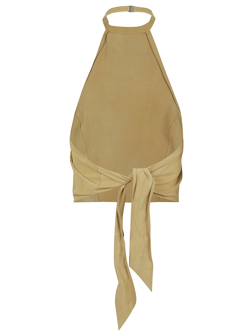 Shop Pinko Vertigini Top Suede In Yellow