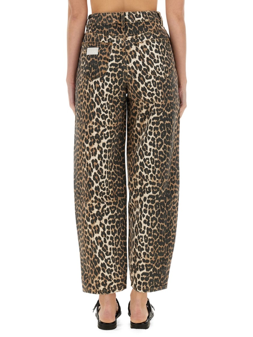 Ganni Cotton Pants In Brown