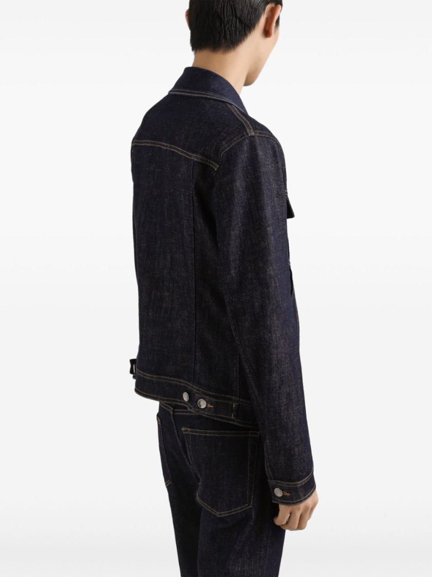 Dolce & Gabbana Classic Denim Jacket With Structured Silhouette In Blue