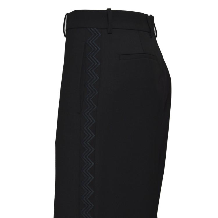 パンツ Missoni Black Wool Blend Pants With Embroidered Side Band Missoni Black Wool Blend Pants With Embroidered Side Band
