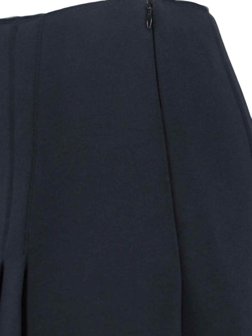 Marni Pleated Midi Skirt With Logo Patch – Black In Blue
