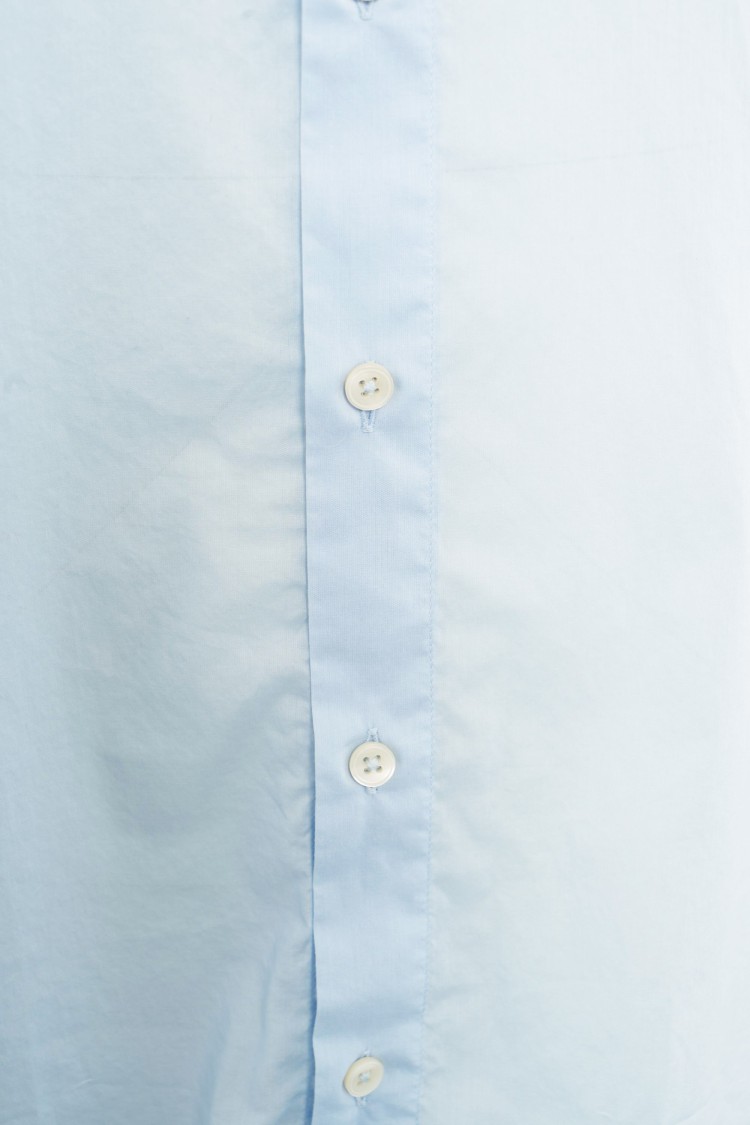 Robert Friedman Semi-transparent Cotton Shirt With Kent Collar In Blue