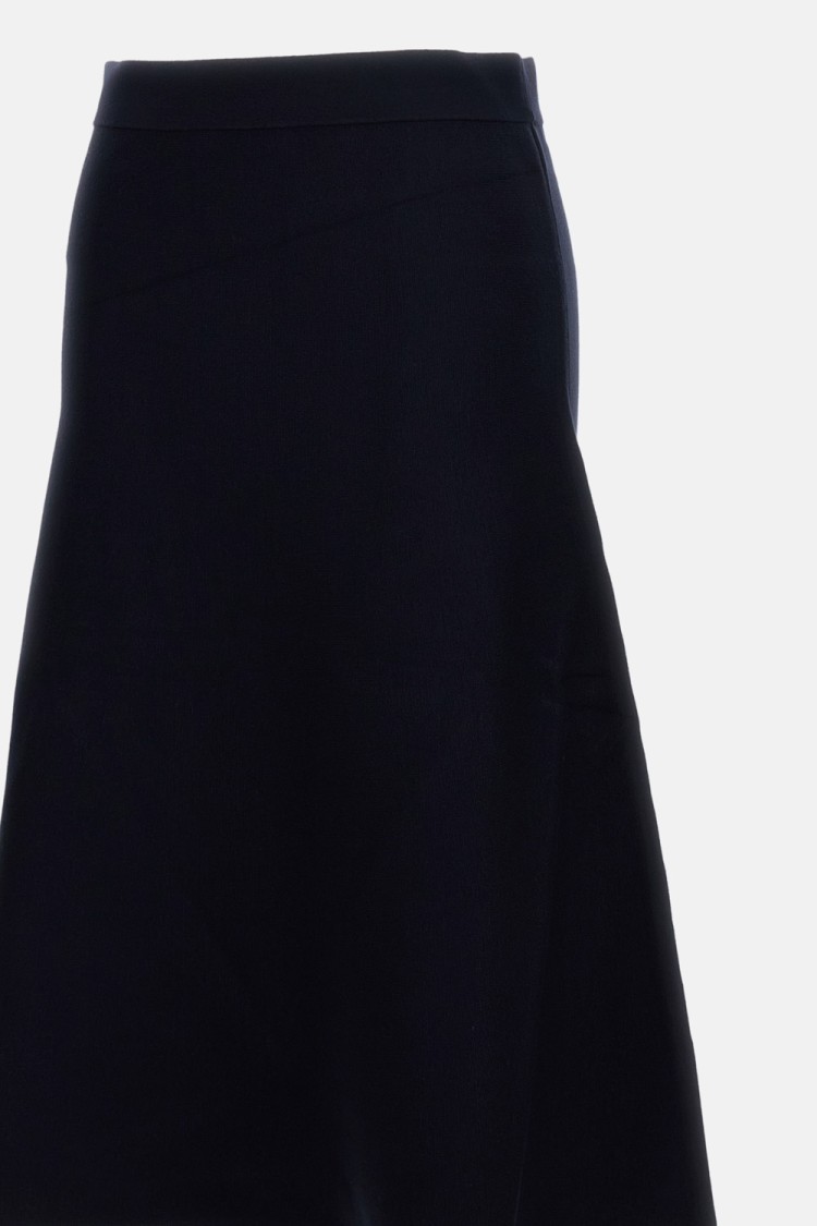 Max Mara High-waisted Flared Skirt With Smooth Finish In Blue