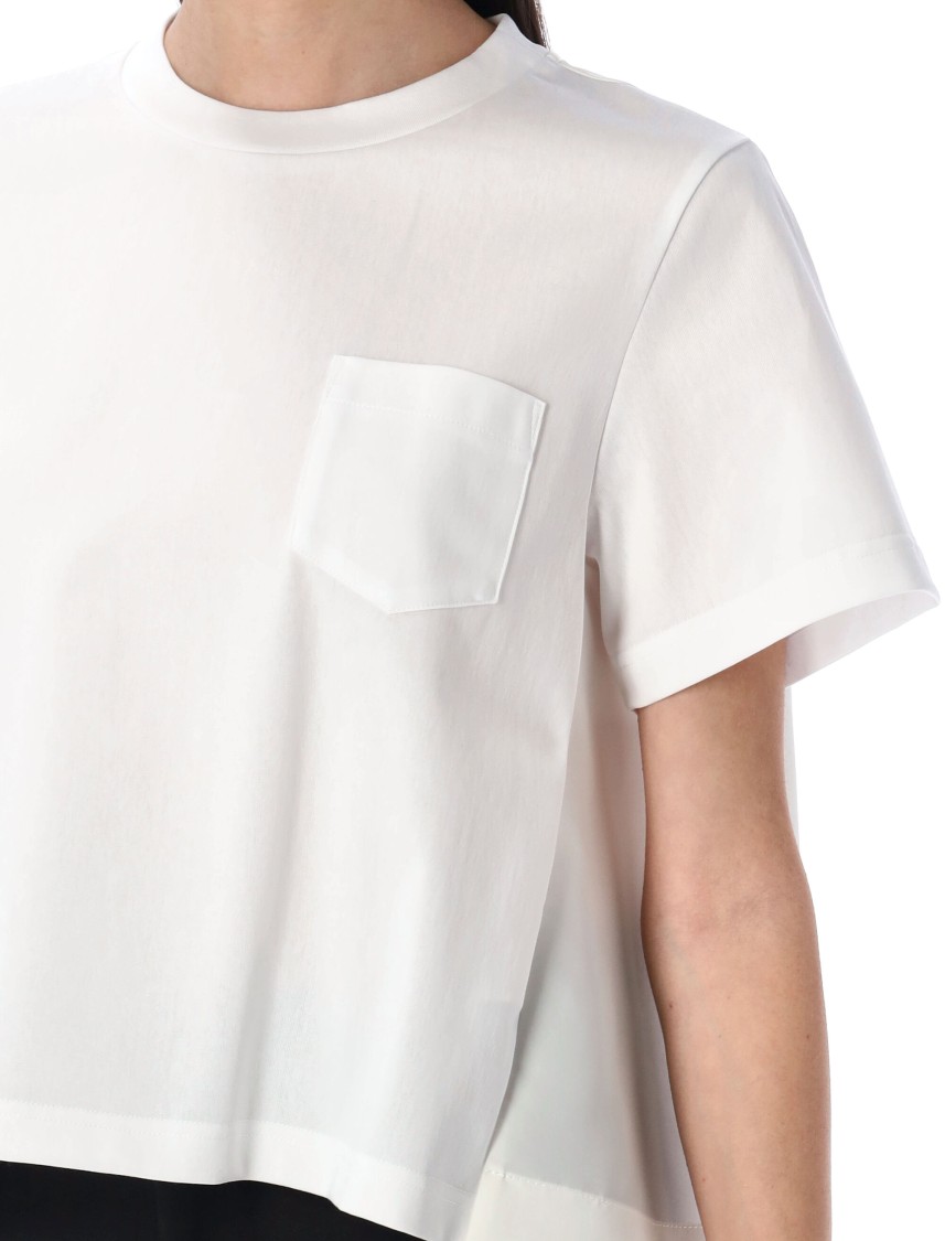 Shop Sacai Nylon Twill Mix Cotton Jersey T-shirt In White