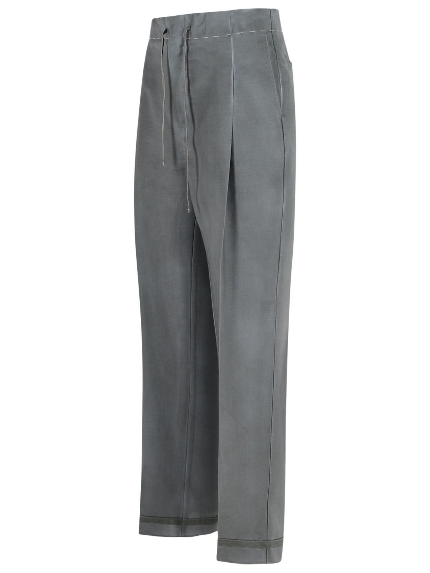 Maison Margiela Mohair Blend Trousers Featuring Drawstring Waist In Grey