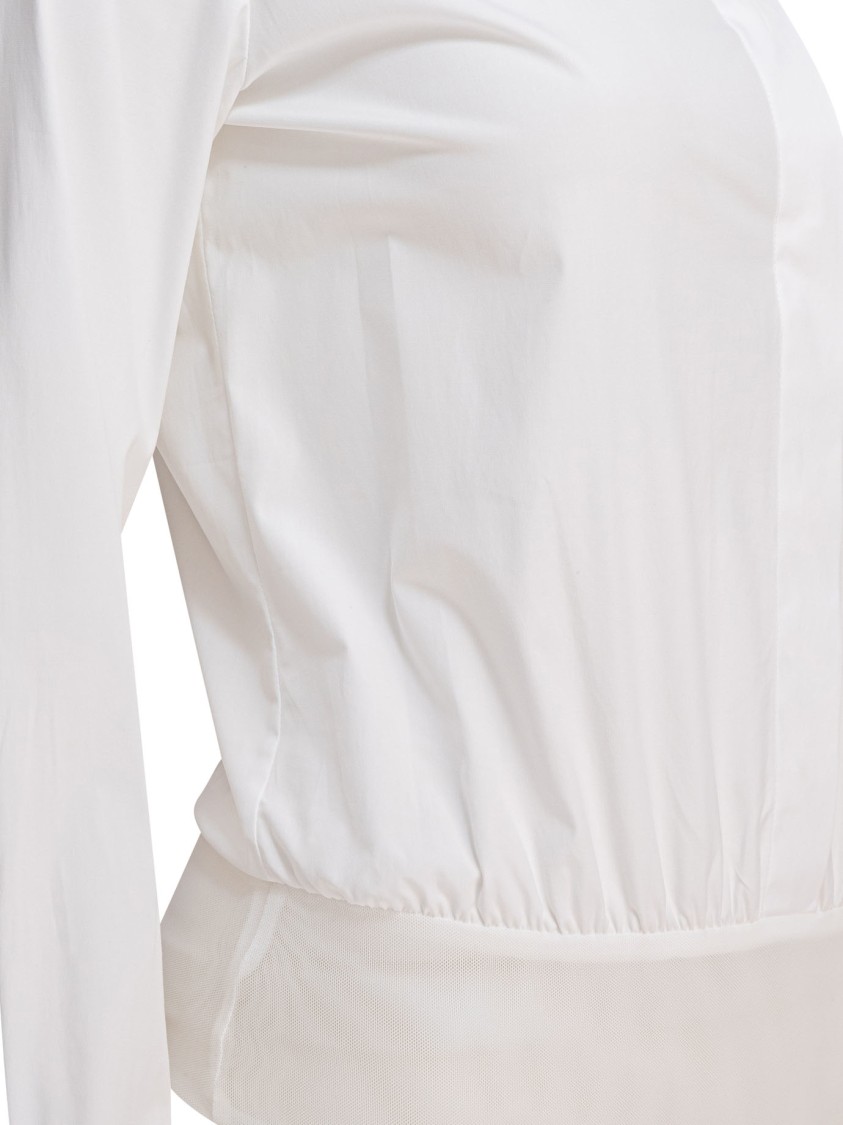 Max Mara Collared Bodysuit With Cuffed Long Sleeves In Neutral