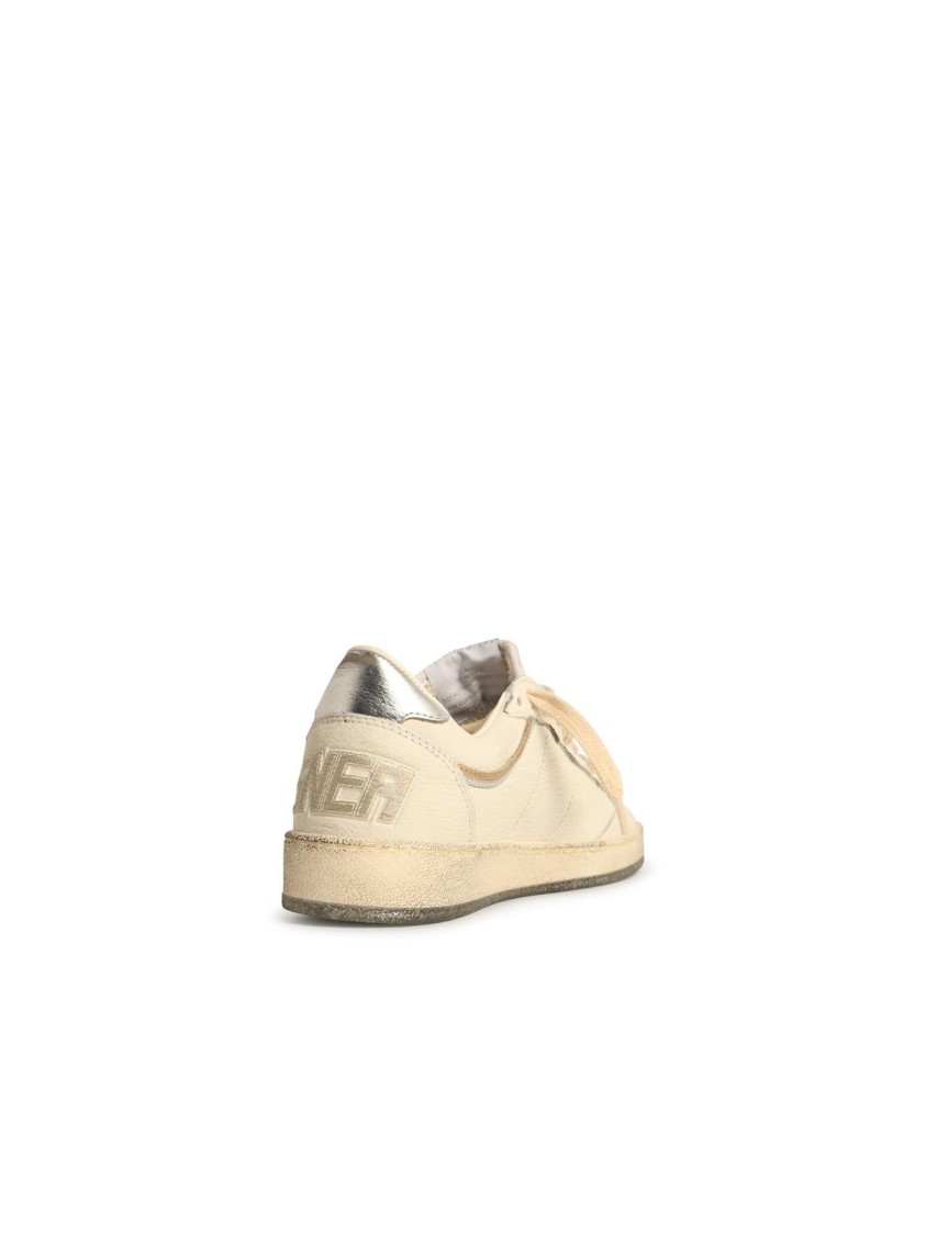 Golden Goose 'ball-star' White Leather Sneakers With Silver Star And Heel Women