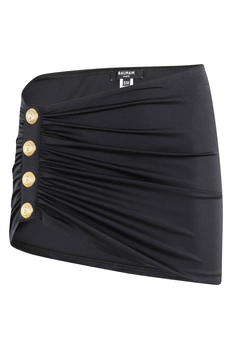 BALMAIN BALMAIN BLACK MINI PAREO WITH DRAPED SIDE