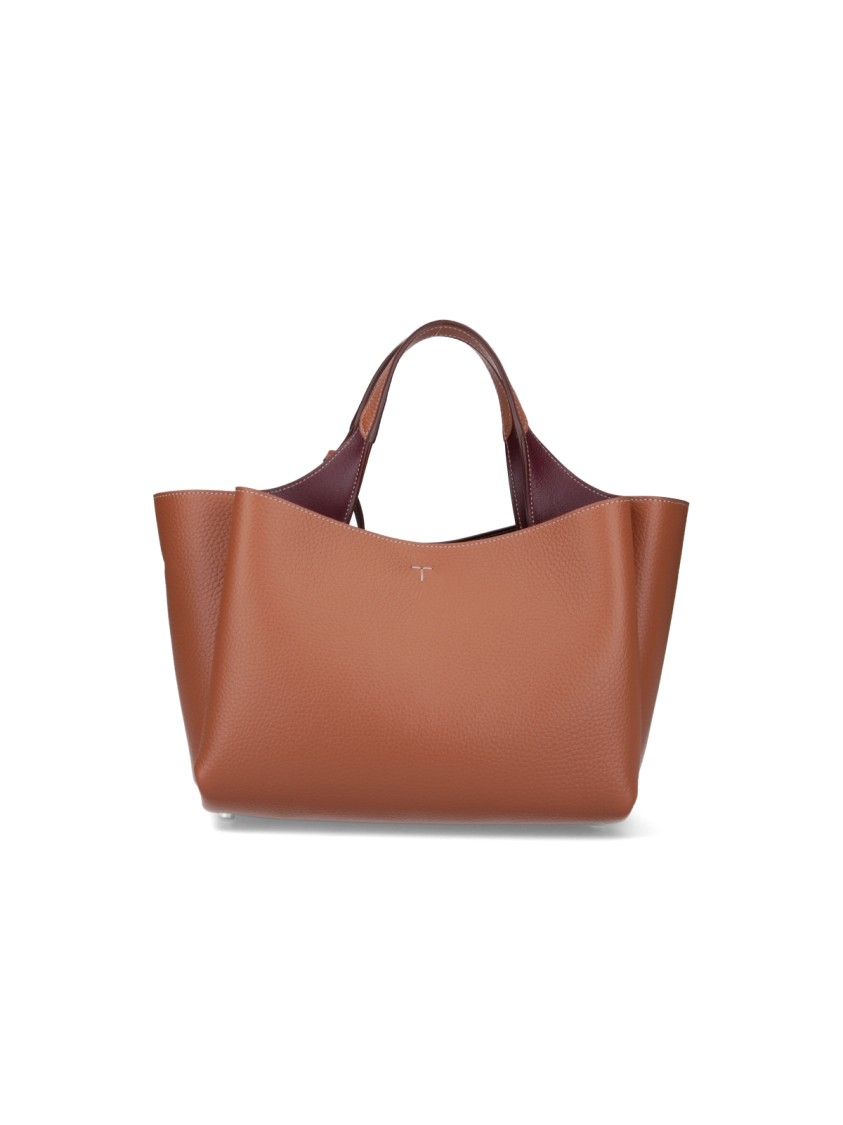Tod's Structured Brown Shoulder Bag With Textured Finish In Brown