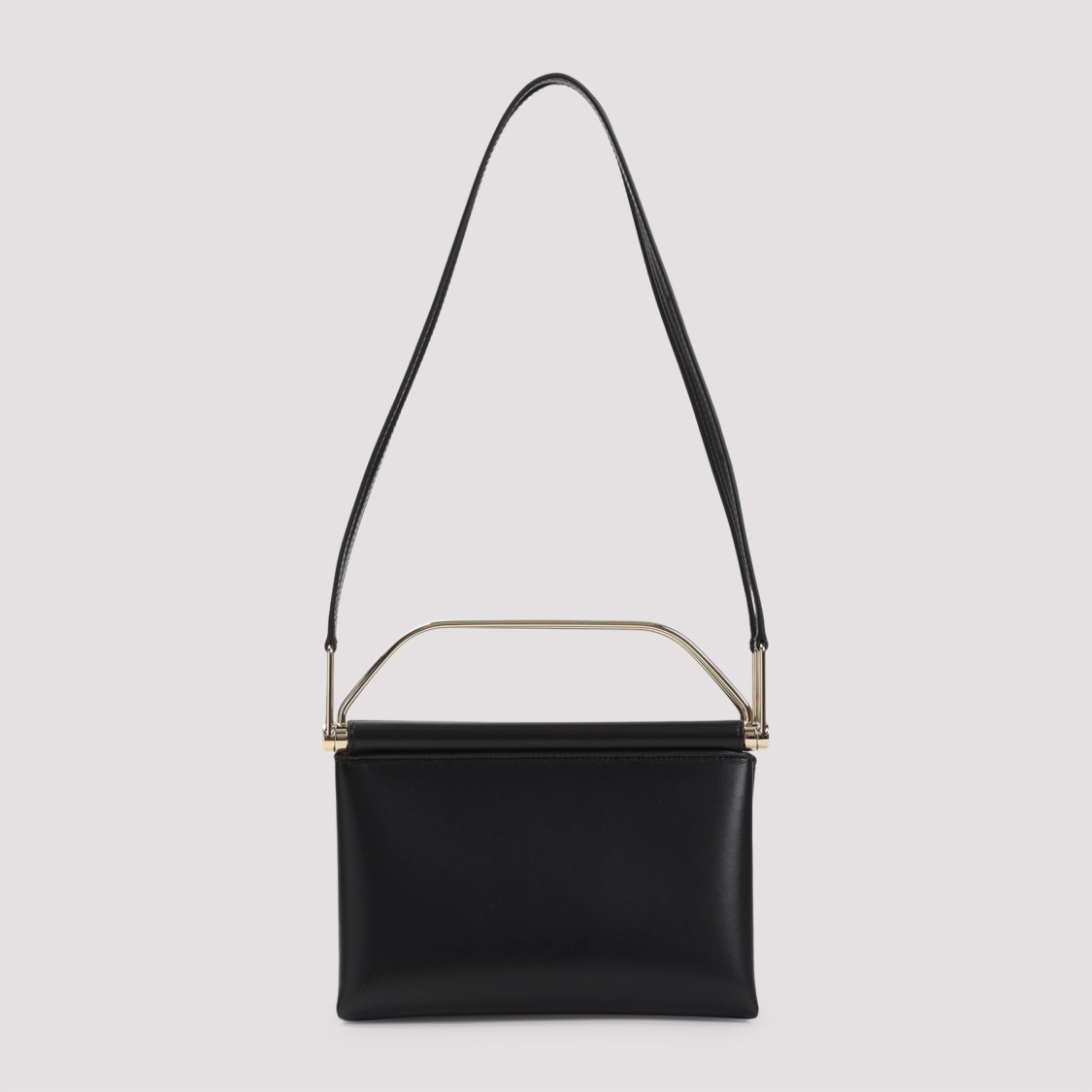 Giorgio Armani Logo Stamp Leather Crossbody Bag In Black