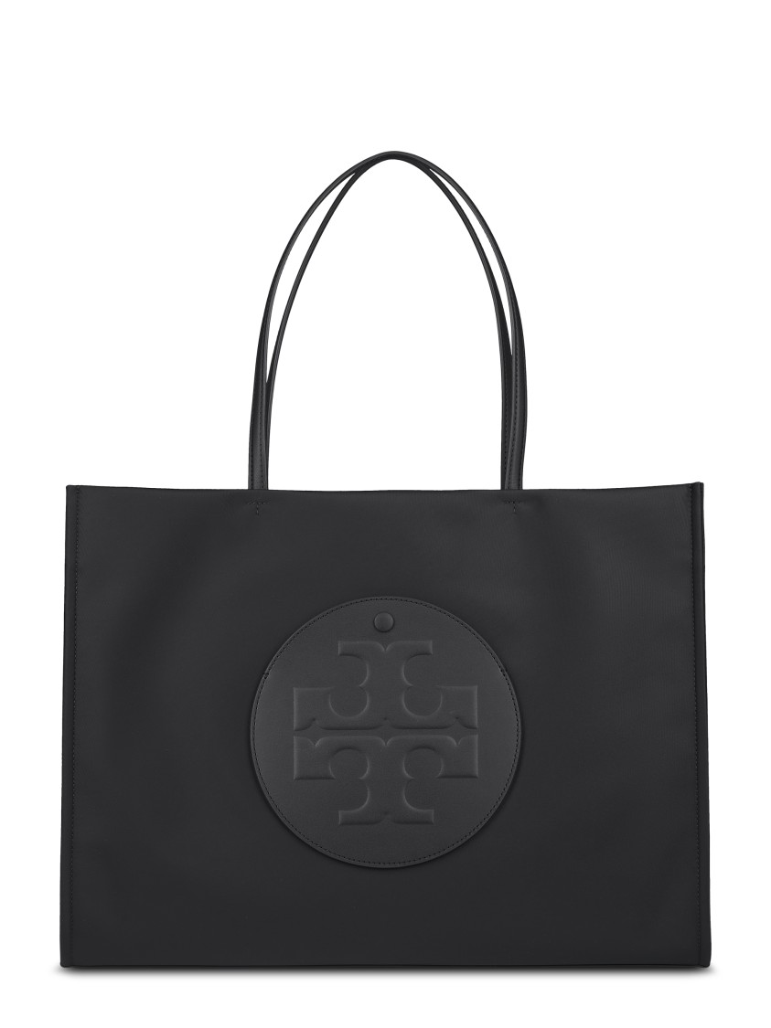Tory Burch Spacious Black Tote With Embossed Logo And Sturdy Handles In Black