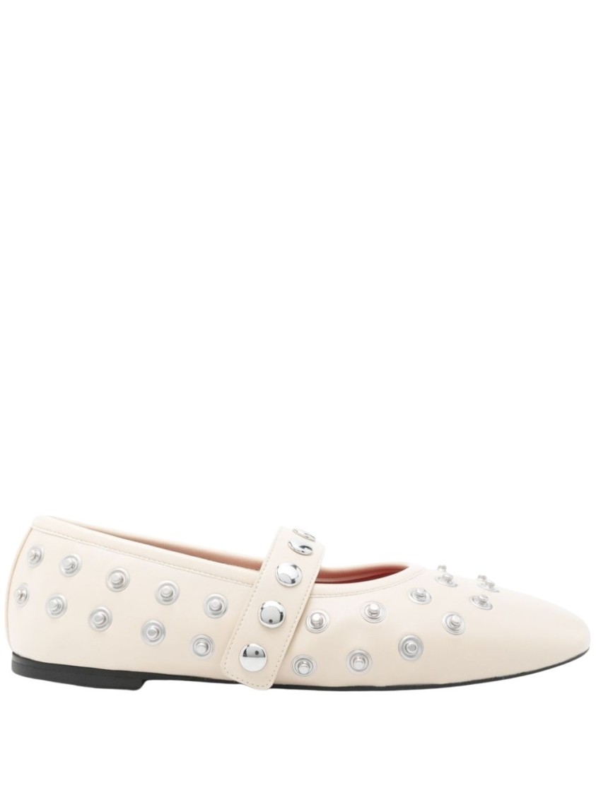 Stella Mccartney Beige Ryder Popper-studded Ballerina Flats In Neutrals