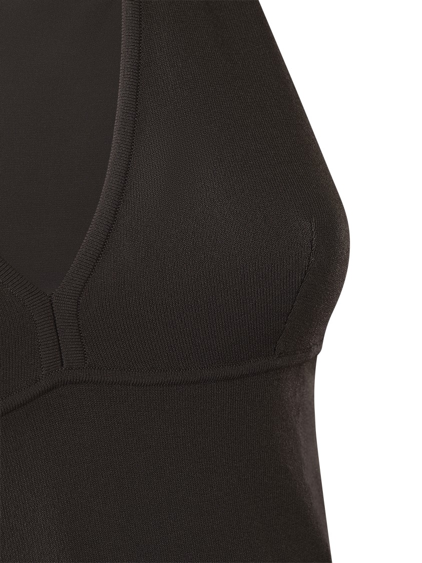 Max Mara Fitted Brown Top With Deep V-neckline In Brown