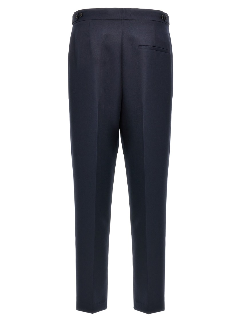 Theory Wool Trousers With Pleated Front And Back Pocket In Black