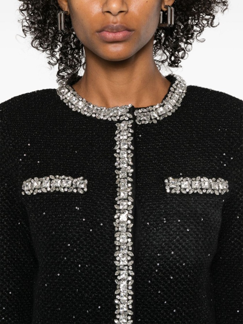 SELF-PORTRAIT SELF-PORTRAIT BLACK COTTON WOOL BLEND SEQUIN JACKET