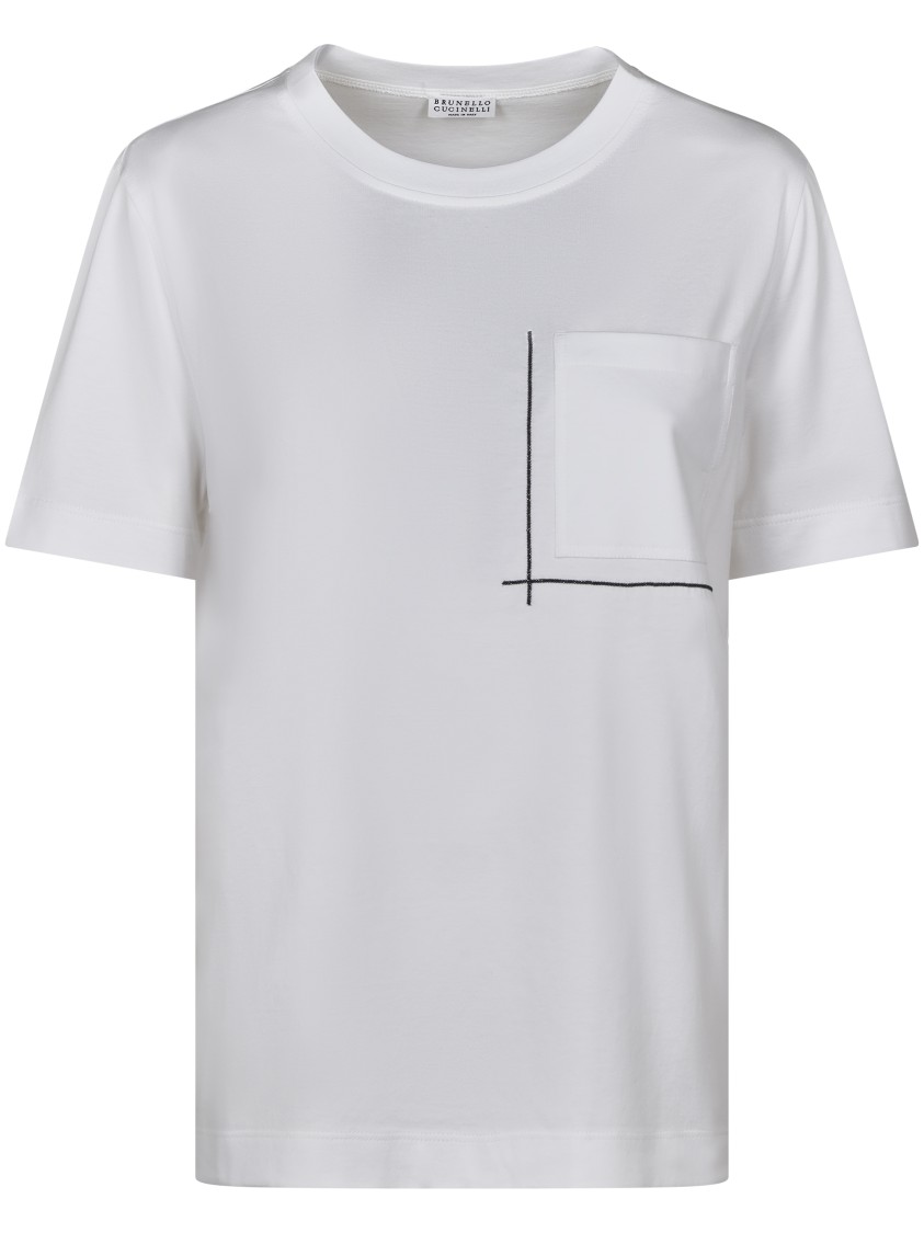 Brunello Cucinelli Classic Pocket Tee Shirt Clothing In Gray