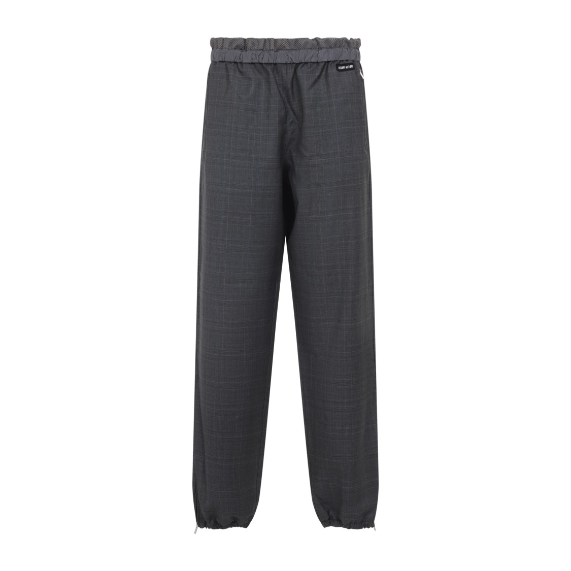 Miu Miu Relaxed Fit Trousers With Elasticated Waistband In Gray