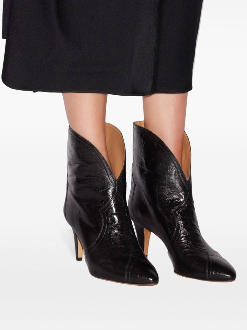 Isabel Marant Pointed Toe Black Ankle Boots In Black